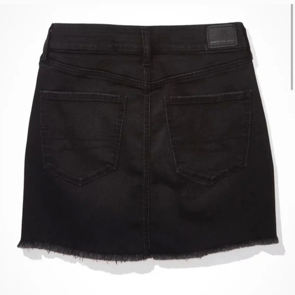 AE Denim Mini Skirt Black Raw Frayed Hem size 14 New no tags - Picture 5 of 5